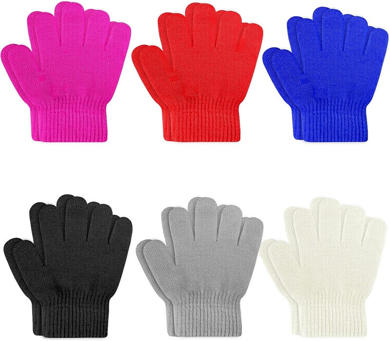 ONESING 6 Pair Baby Gloves Toddler Gloves Toddler Winter Gloves Kids Gloves Winter Stretchy Knit Gloves for Kids Boys Girls - Image 1